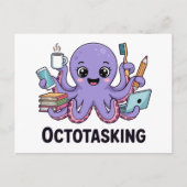 Octopasken in multitaskmodus feestdagenkaart (Voorkant)