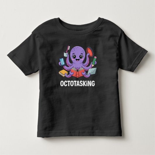 Octopasken in multitaskmodus kinder shirts (Voorkant)