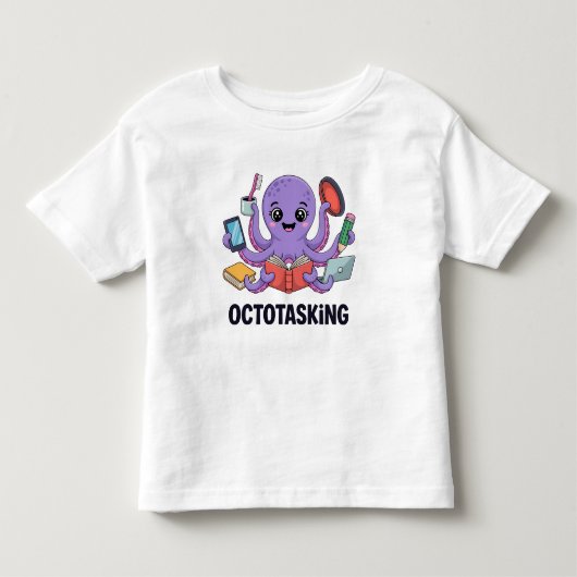 Octopasken in multitaskmodus kinder shirts (Voorkant)