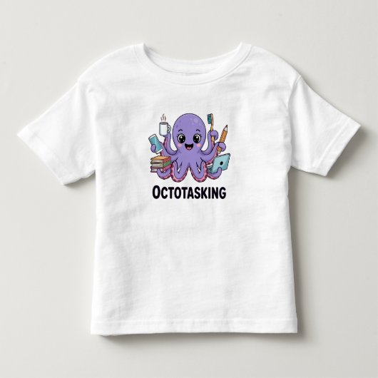 Octopasken in multitaskmodus kinder shirts (Voorkant)