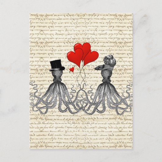  octopi en harten briefkaart (Voorkant)