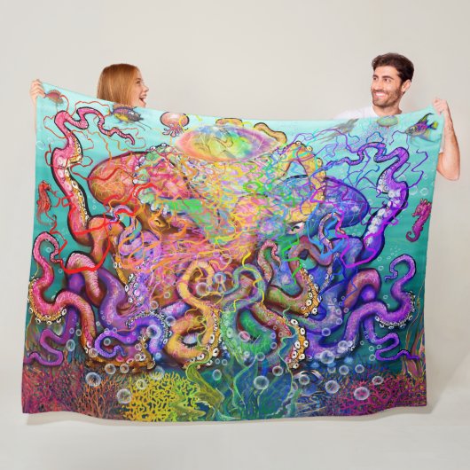 Octopi Fleece Blanket Deken (In situ)
