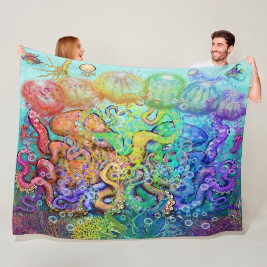 Octopi Fleece Dekbed Deken (In situ)