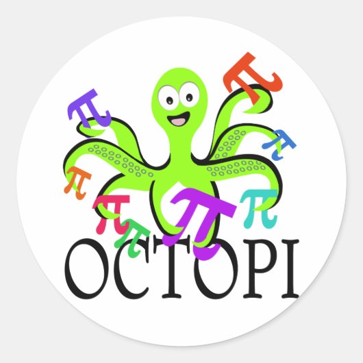 Octopi Pi Day Ronde Sticker (Voorkant)