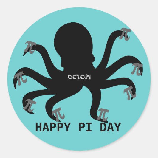 Octopi Pi Day Ronde Sticker (Voorkant)