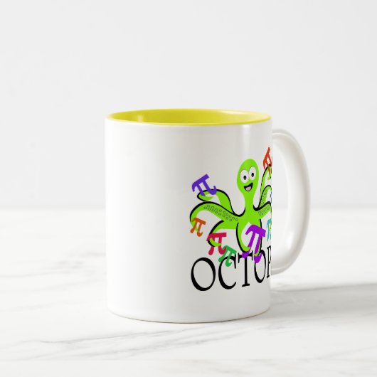 Octopi Tweekleurige Koffiemok (Voorkant rechts)