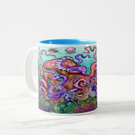 Octopi Two-Tone Coffee Mok (Voorkant links)