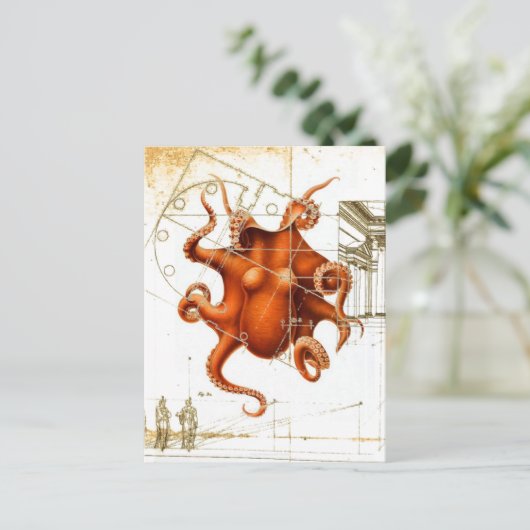  Octopi zee Squid Steampunk Octopus Briefkaart (Staand voorkant)