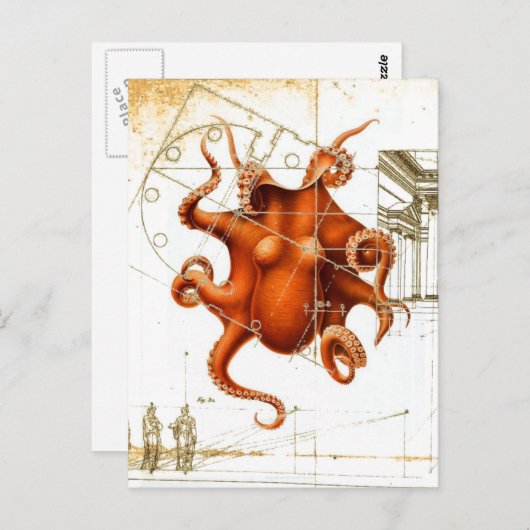 Octopi zee Squid Steampunk Octopus Briefkaart (Voorkant / Achterkant)