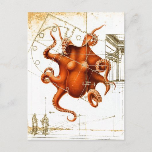  Octopi zee Squid Steampunk Octopus Briefkaart (Voorkant)