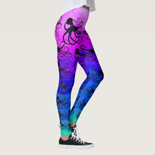 octopieën op roze naar groen - Leggings (Rechts)