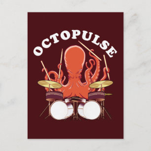 Octopulose Octopus Drummer Briefkaart