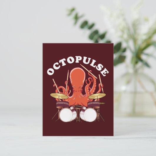 Octopulose | Octopus Drummer Briefkaart (Staand voorkant)