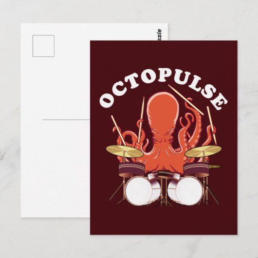 Octopulose | Octopus Drummer Briefkaart (Voorkant / Achterkant)