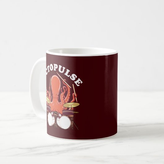 Octopulose | Octopus Drummer Koffiemok (Voorkant links)