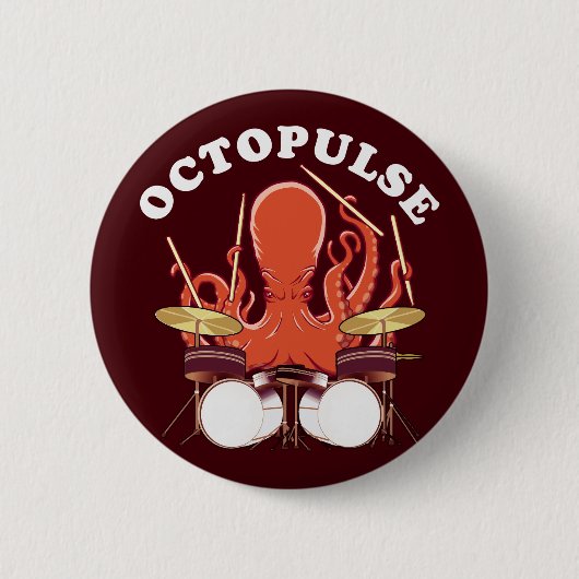 Octopulose | Octopus Drummer Ronde Button 5,7 Cm (Voorkant)