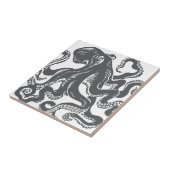 Octopus 1 black tegeltje (Zijkant)