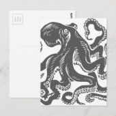 Octopus 1 zwart briefkaart (Voorkant / Achterkant)