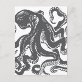 Octopus 1 zwart briefkaart (Voorkant)