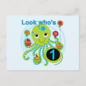 Octopus 1e Verjaardag T-shirts en geschenken Briefkaart (Voorkant)