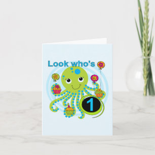 Octopus 1e Verjaardag T-shirts en geschenken Kaart