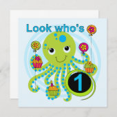Octopus 1e Verjaardag T-shirts en geschenken Kaart (Voorkant / Achterkant)