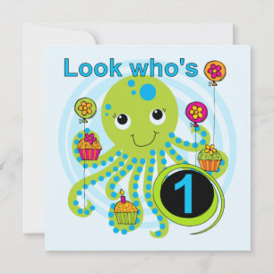 Octopus 1e Verjaardag T-shirts en geschenken Kaart