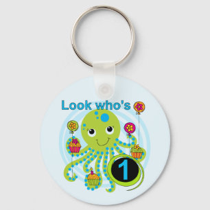 Octopus 1e Verjaardag T-shirts en geschenken Sleutelhanger