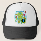 Octopus 1e Verjaardag T-shirts en geschenken Trucker Pet (Voorkant)