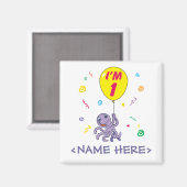 Octopus 1st Birthday Magneet (Voorkant / Achterkant)