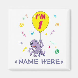 Octopus 1st Birthday Magneet