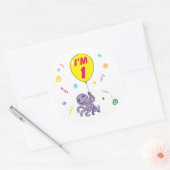 Octopus 1st Birthday Ronde Sticker (Envelop)