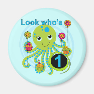 Octopus 1st Birthday T-shirts en cadeautjes Magneet