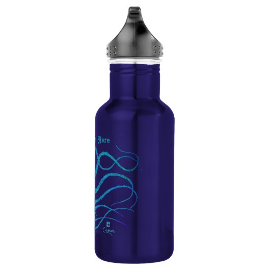 Octopus 2 blauw groen op blauw - 18 oz. Waterfles Waterfles (Rechts)