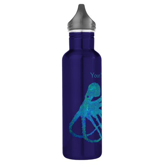 Octopus 2 Blu/grn op blauw - 24 oz. Waterfles Waterfles (Links)