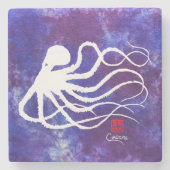 Octopus 2 White - marmer Onderzetter (Voorkant)