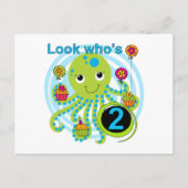 Octopus 2e Verjaardag T shirten en geschenken Briefkaart (Voorkant)