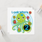 Octopus 2e Verjaardag T shirten en geschenken Kaart (Voorkant / Achterkant in situ)