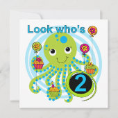 Octopus 2e Verjaardag T shirten en geschenken Kaart (Voorkant)
