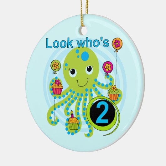 Octopus 2e Verjaardag T shirten en geschenken Keramisch Ornament (Links)