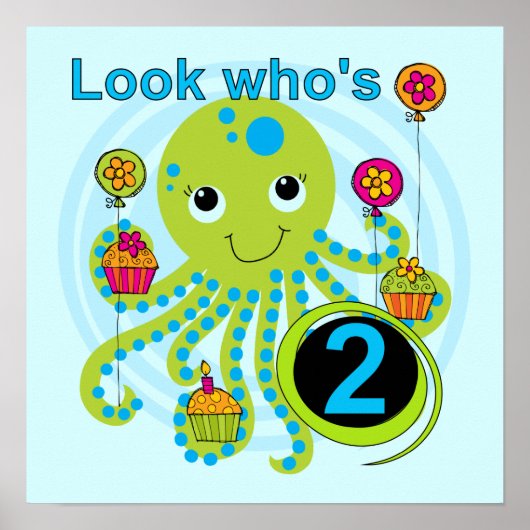 Octopus 2e Verjaardag T shirten en geschenken Poster (Voorkant)