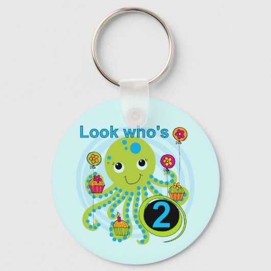 Octopus 2e Verjaardag T shirten en geschenken Sleutelhanger (Voorkant)