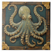  octopus 3D effect nautisch aquatisch Tegeltje (Voorkant)