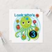Octopus 3e verjaardag T-shirts en geschenken Kaart (Voorkant / Achterkant in situ)