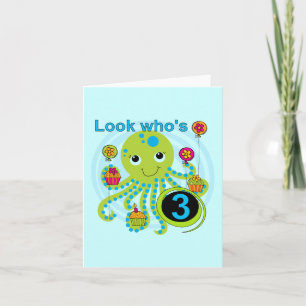 Octopus 3e verjaardag T-shirts en geschenken Kaart