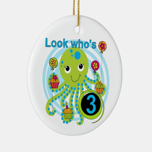 Octopus 3e verjaardag T-shirts en geschenken Keramisch Ornament (Rechts)