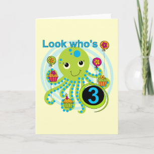Octopus 3rd Birthday T-shirts en cadeautjes Kaart