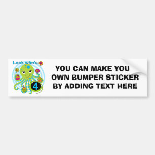 Octopus 4th Birthday T shirten en geschenken Bumpersticker