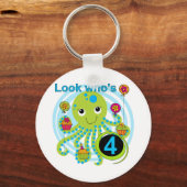 Octopus 4th Birthday T shirten en geschenken Sleutelhanger (Voorkant)