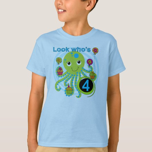 Octopus 4th Birthday T shirten en geschenken T-shirt (Voorkant)